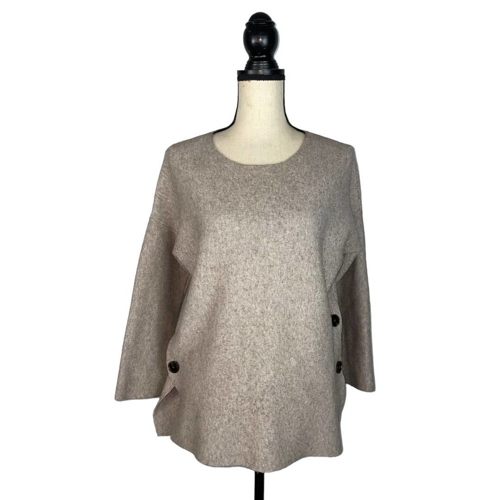 SFERA Collection Beige Wool Blend Button Side Sweater      Size:  S